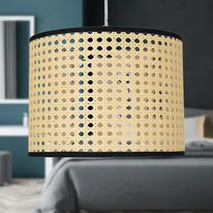 First Choice Lighting Woven 25cm Wicker Easy Fit Pendant Shade