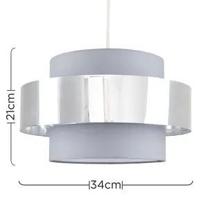 ValueLights Matildo Grey Ceiling Pendant Shade and B22 GLS LED 6W Warm White 3000K Bulb