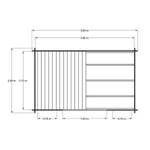 BillyOh Fraya Pent Log Cabin - 4.0m x 2.5m (13 x 8ft) - 28mm