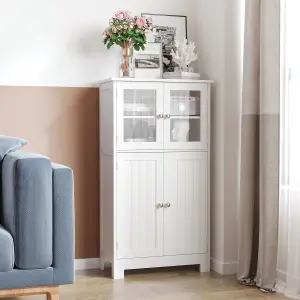 kleankin Bathroom Floor Storage Cabinet Standing Unit Kitchen Cupboard W/ Doors