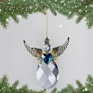 Long Acrylic Glass Angel Hanging Figurine Ornament Blue/Gold