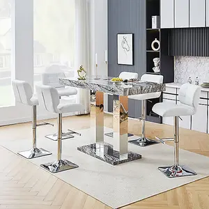 Caprice Melange Effect Bar Table Large 6 Candid White Stools