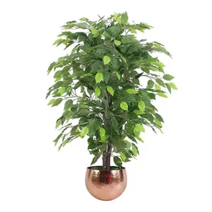 90cm Artificial Ficus Tree / Plant -Copper Metal Planter