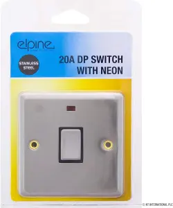 Stainless Steel Single 20a Dp Switch On/off With Neon Light Home Surround