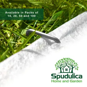 Spudulica 6" Garden Pegs  U Shaped Pins for Weed Membrane, Artificial Grass, Garden Netting, Groundsheet 50 pack