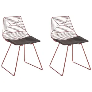 Set of 2 Dining Chairs BEATTY Metal Rose Gold