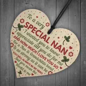 Red Ocean Nan Gifts From Grandchildren Wooden Heart Nan Birthday Gifts Nan Christmas Gifts