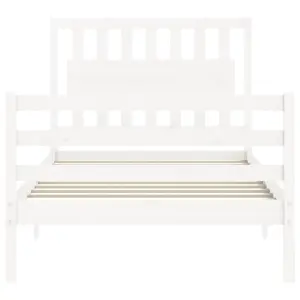 Berkfield Bed Frame with Headboard White 100x200 cm Solid Wood