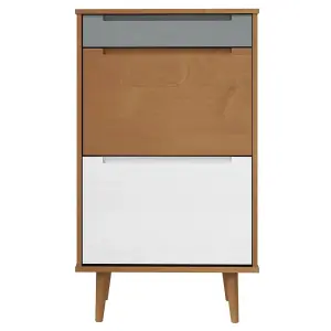 Berkfield Shoe Cabinet MOLDE Brown 59,5x35x103 cm Solid Wood Pine