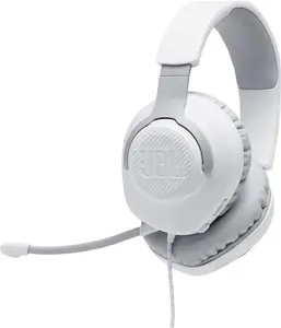 JBL Quantum 100 White | Over-Ear Wired Gaming Headset - PS5/XBOX One/Switch/PC Compatible - 3.5mm Connectivity - Detachable Microphone