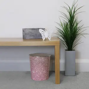 2x 9L Waste Paper Bin Pink Sequin Effect Desk Bedside Bathroom Waste Rubbish Bin