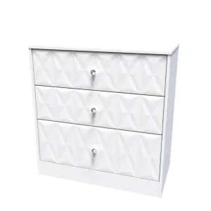 San Jose Ready assembled White 3 Drawer Chest (H)791mm (W)766mm (D)395mm