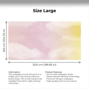 Sunrise Pink & Yellow Gradient Wallpaper Mural - Peel & Stick Wallpaper - Size Large (500 x 265 cm)