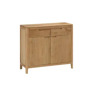 Remi 90 Cm Wide 2 Drawer Oak Solid Wood Sideboard Oak