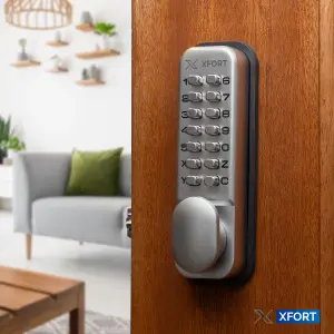 XFORT Digital Door Lock Satin Chrome, Keypad Combination Lock