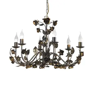 Luminosa Carolina 6 Light Flower Design Multi Arm Chandelier, Bronze