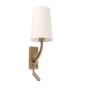 Luminosa Rem 1 Light Indoor Reading Wall Light Antique Gold - Shade Not Included, E27