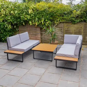 Sicily Grey L-Shaped Outdoor Corner Sofa Set with Cushions