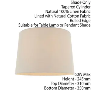 14" Tapered Round Drum Lamp Shade Natural/Neutral 100% Linen Modern Simple Cover