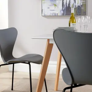 Home Source Fleur Table and 4 Grey Penny Chairs