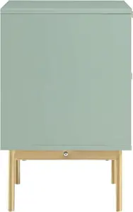 Richmond Ridged 2 Drawer Bedside Table, Matte Sage Green - Daals - Bedside Table