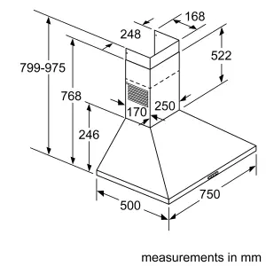 Bosch Serie 2 DWP74BC50B Stainless steel Chimney Cooker hood, (W)75cm