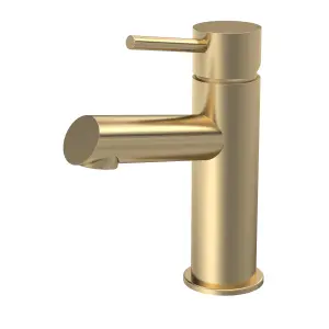 Round Mono Basin Mixer Tap & Push Button Waste - Brushed Brass - Balterley