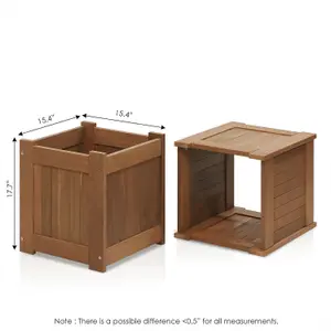 Furinno Tioman Hardwood Flower Box in Teak Oil, Pack of 2, 2-FG16450