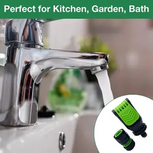 Universal Tap Connector Adapter Mixer Indoor and Outdoor  Adjustable and Click-Lock Perfect for Kitchen, Garden, Bath