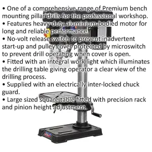 230V 16-Speed Floor Pillar Drill - 1050mm Height - 16mm Chuck - 600W Motor