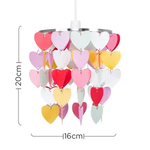 ValueLights Children's Multi-Coloured Pretty Hearts Bedroom Nursery Ceiling Pendant Light Shade