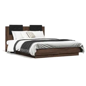 Berkfield Bed Frame without Mattress Brown Oak 135x190 cm Double