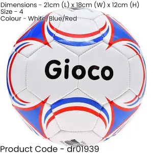 Size 4 PVC Training Football - WHITE/BLUE/RED Skill Control Practice Ball