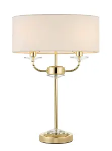 Luminosa Nixon 2 Light Table Lamp Brass, Crystal Glass, E14