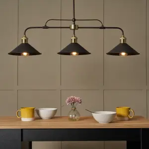 3 Light Industrial Style Diner Pendant - Bronze