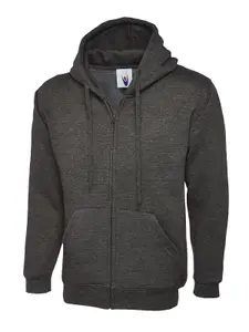 Uneek - Unisex Adults Classic Full Zip Hooded Sweatshirt/Jumper - 50% Polyester 50% Cotton - Charcoal - Size S