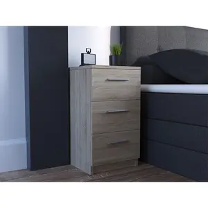 Monck 3 Drawer Bedside Table Sonoma Oak