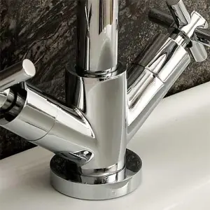 Nes Home Lindon Mixer Basin Mono Cross Head Tap & Waste Chrome