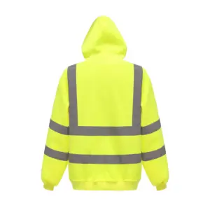 Yoko Mens Hi Visibility Full Zip Reflective Work Hoodie