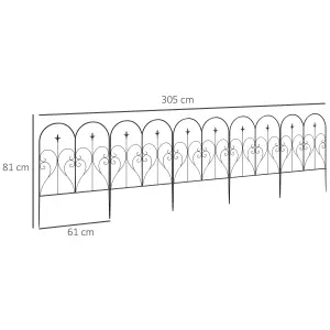 Outsunny 5PCs Decorative Garden Fencing 32in x 10ft Metal Border Edging