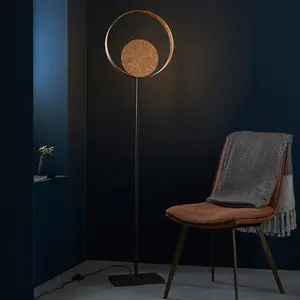 1615mm Gold Patina Complete Standing Floor Lamp Light - Dark Bronze Metalwork