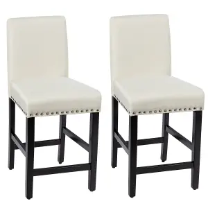 Costway Set of 2 Bar Stools Counter Height Chair Upholstered W/ Low Backrest & Wide Seat