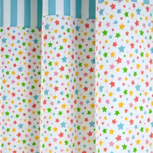 Homescapes Cotton Multi Stars Ready Made Eyelet Curtain Pair, 137 x 182 cm Drop