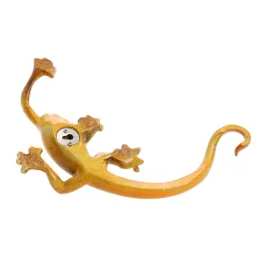 Yellow Speckled Gecko Lizard Resin Wall Shed Sculpture Statue House Medium