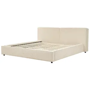 Corduroy EU Super King Size Bed Beige LINARDS