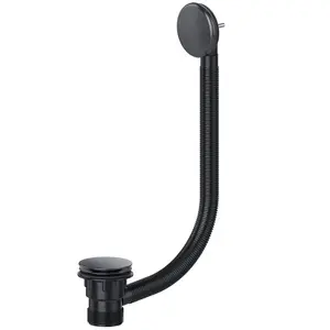 SPARES2GO Clicker Bath Waste Plug 40mm 1.5" Combination Click Clack Overflow (Black)