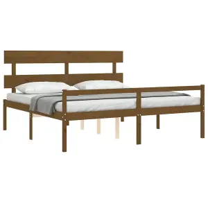 Berkfield Bed Frame with Headboard Honey Brown 200x200 cm Solid Wood