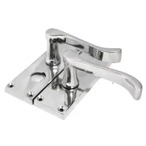 Door Handles Scroll Bathroom WC Privacy Lock - Chrome 118 x 40mm Latch Pack