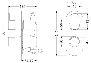 Current Shower Bundle Concealed Round Twin Valve & Multi Function Handset Slide Rail Kit - Chrome Balterley