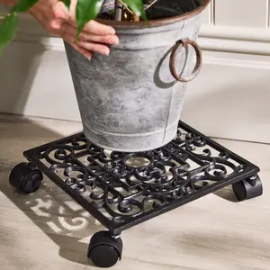 Traditional Large Indoor Outdoor Ornate Rolling Plant Stand